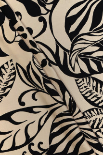 Viscose beige à fleurs noires