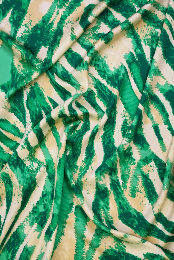 Beige viscose with green patterns