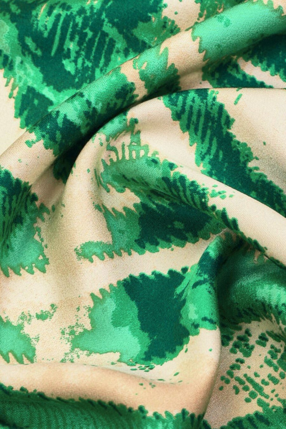 Beige viscose with green patterns