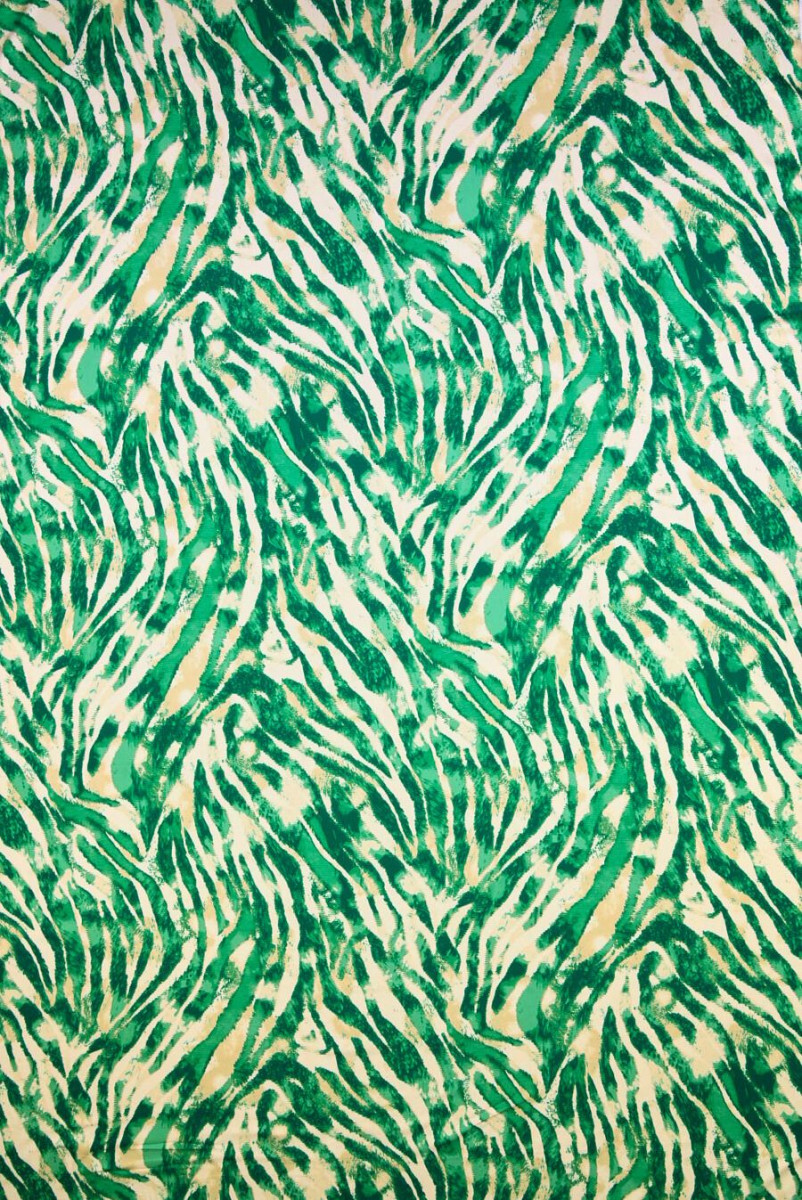 Beige viscose with green patterns