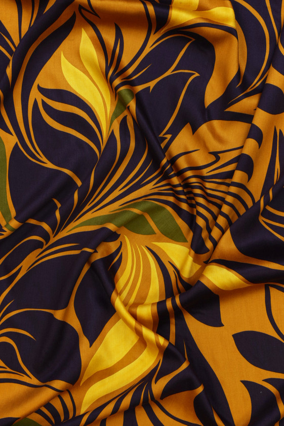 Viscose purple and honey plant patterns
