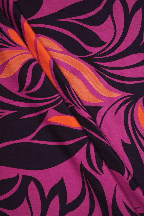 Viscose purple and fuchsia floral patterns
