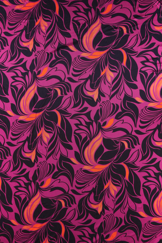 Blumenmuster aus Viskose-Lila und Fuchsia
