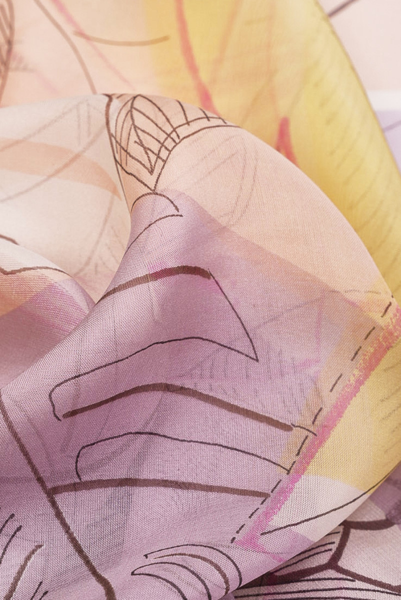 Selyem muszlin levelekkel