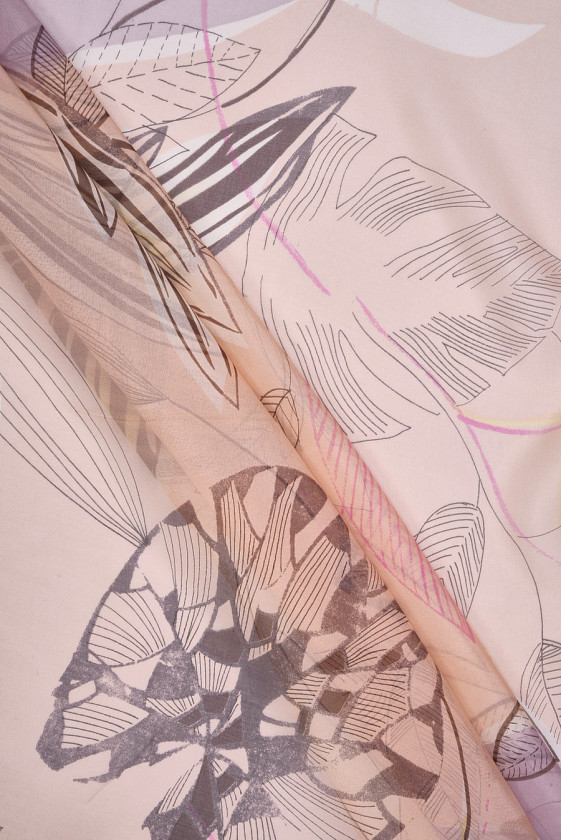 Silk muslin with leaves