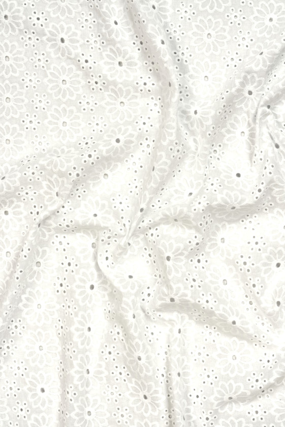 Cotton embroidery Richelieu flowers white