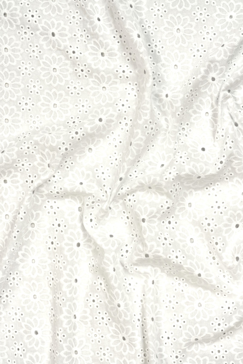 Cotton embroidery Richelieu flowers white