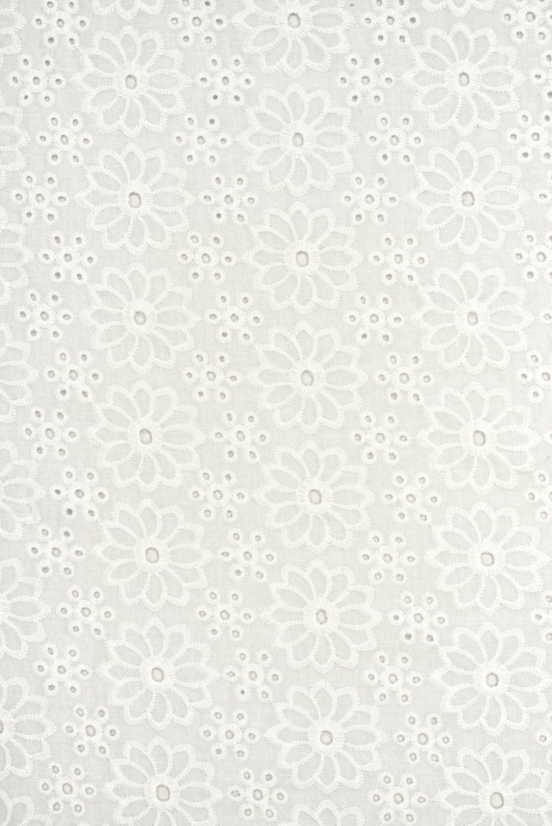 Cotton embroidery Richelieu flowers white