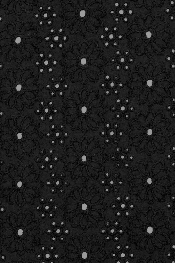 Baumwollstickerei Richelieu Blumen schwarz