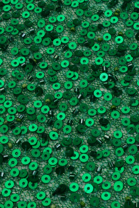 Sequins with beads evening green