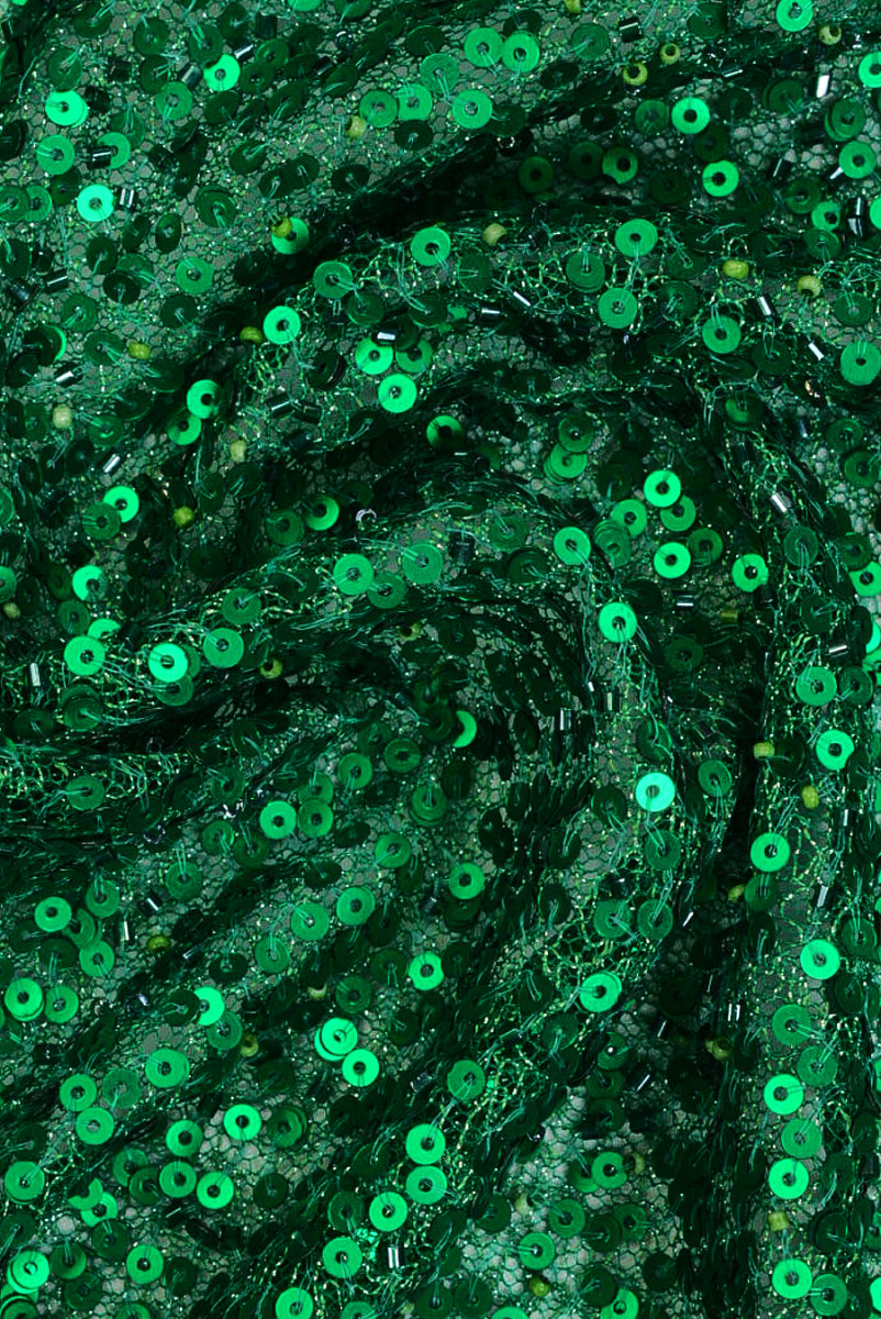 Sequins with beads evening green