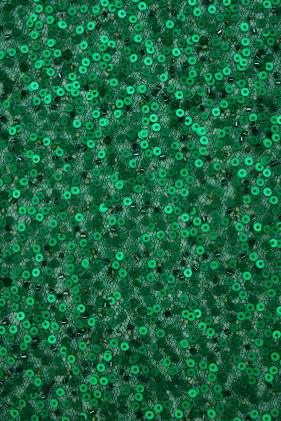 Sequins with beads evening green