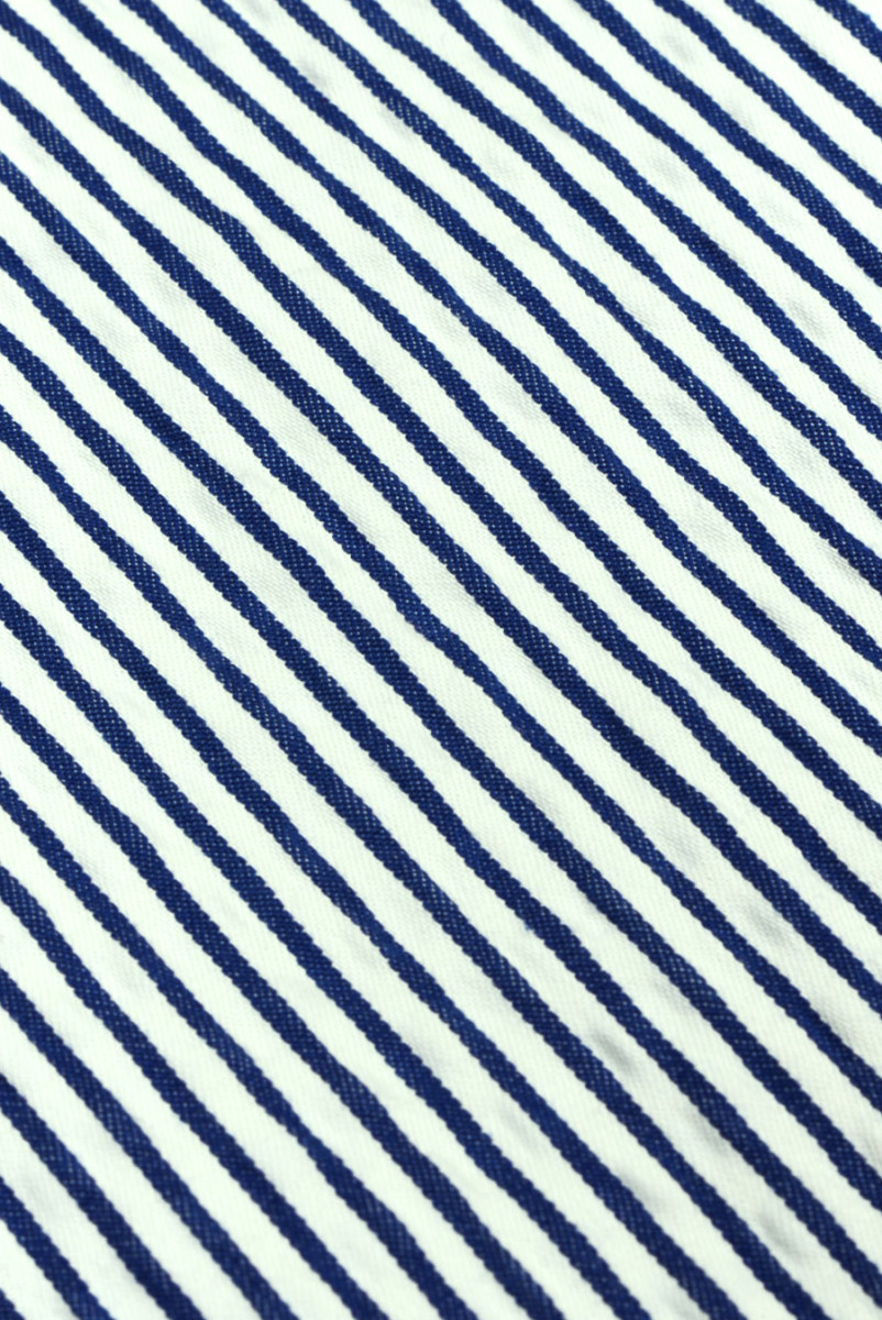 Cotton striped white and navy blue