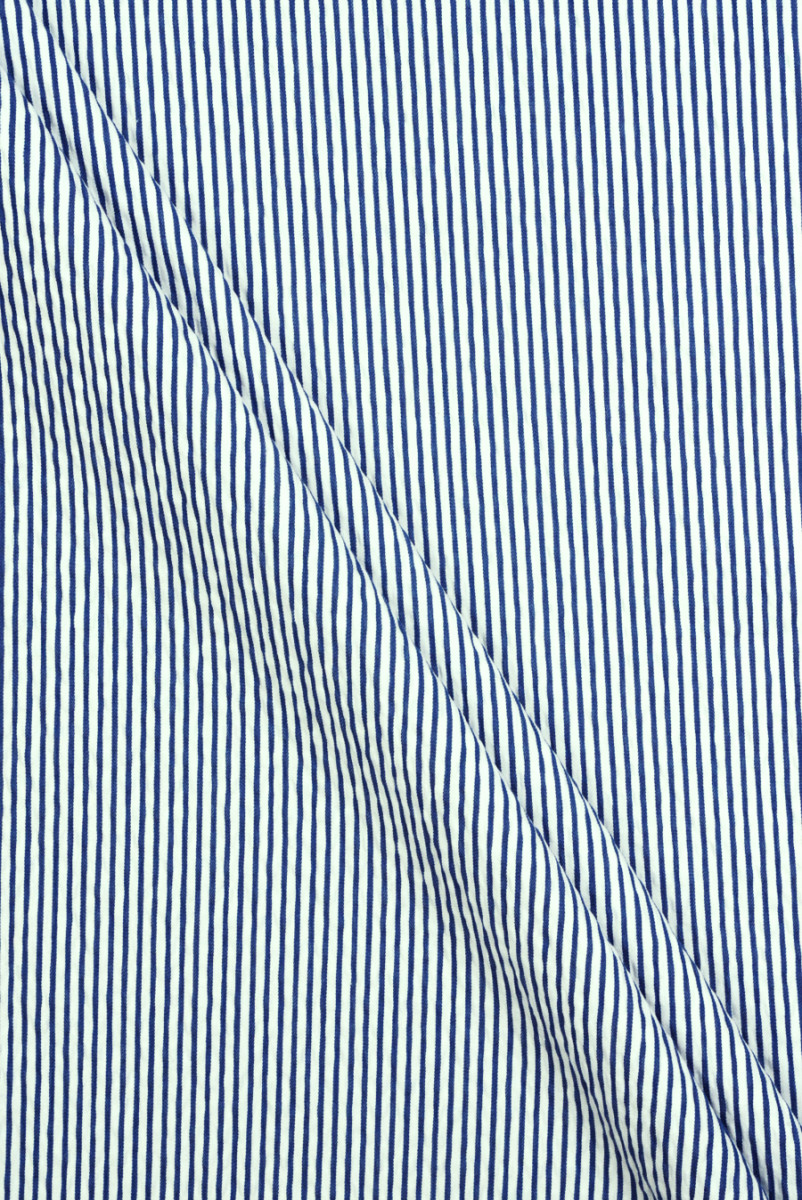 Cotton striped white and navy blue