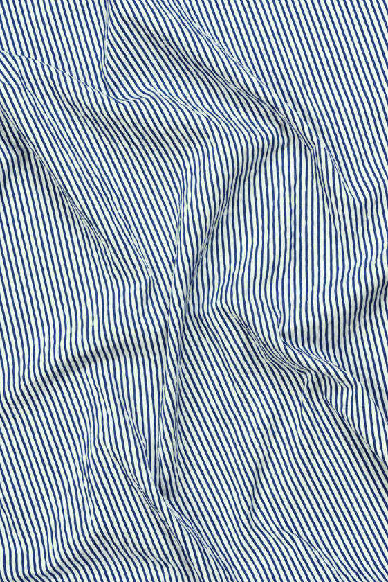 Cotton striped white and navy blue