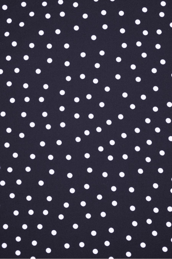 Navy blue viscose with polka dots