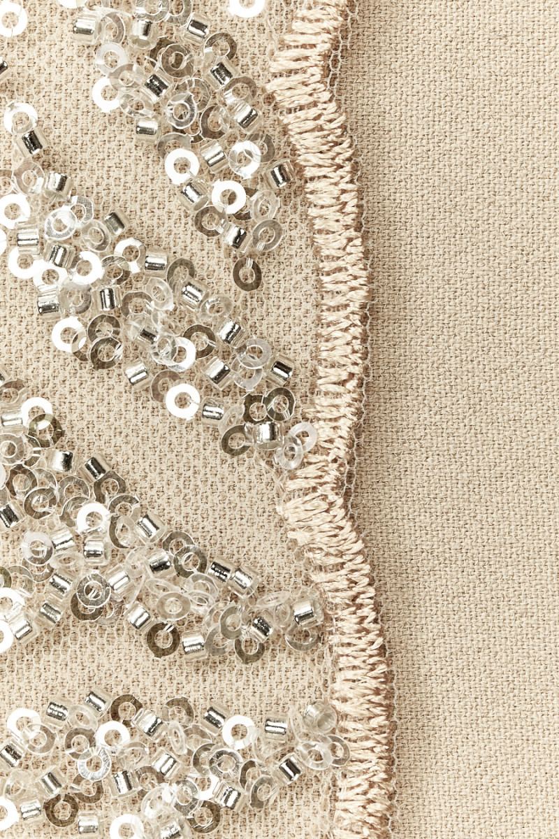 Champagne tulle with sequins and beads coupon 100 cm