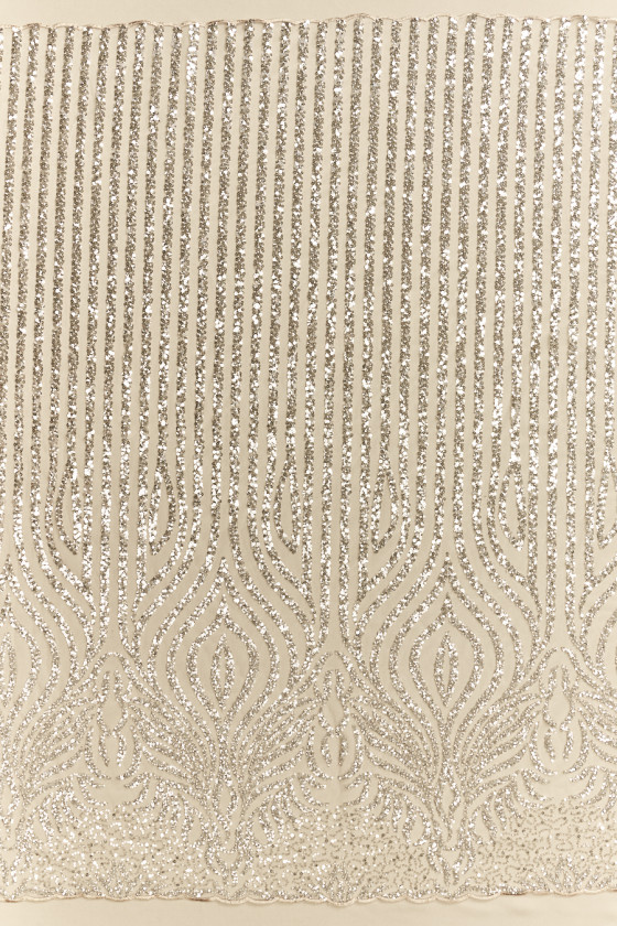 Champagne tulle with sequins and beads coupon 100 cm