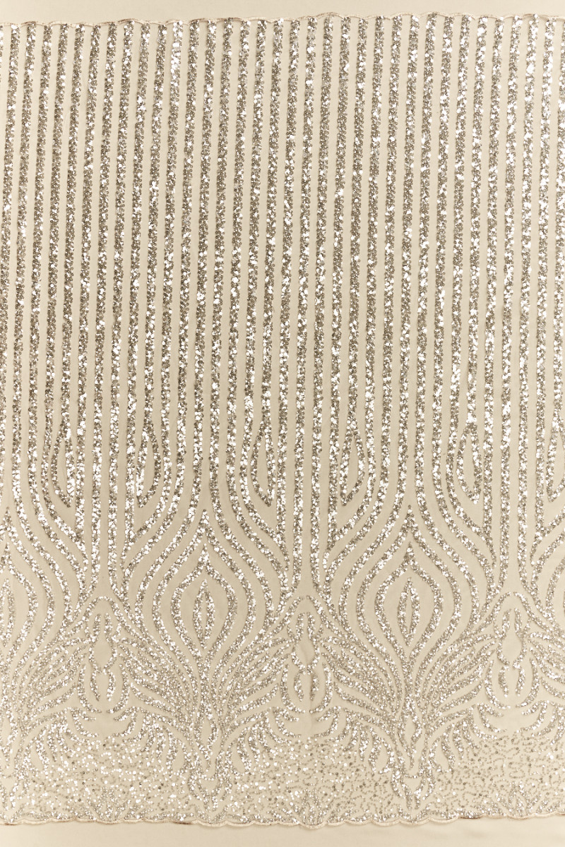 Champagne tulle with sequins and beads coupon 100 cm