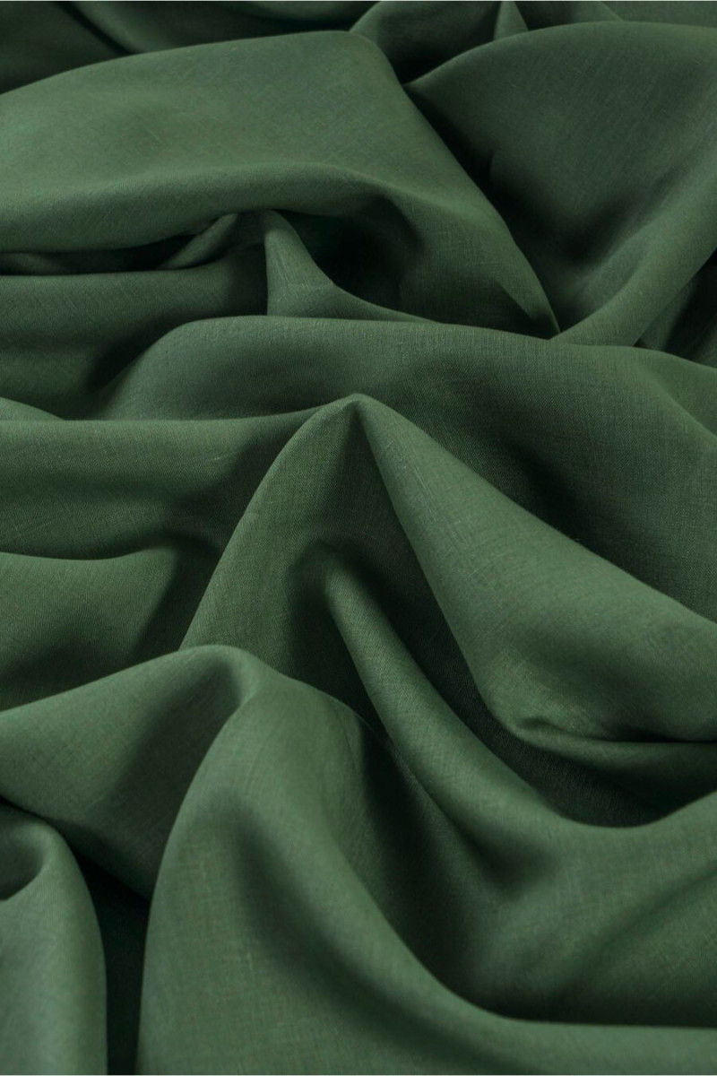 Natural linen dark green