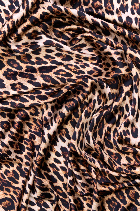 Leopard print silk satin