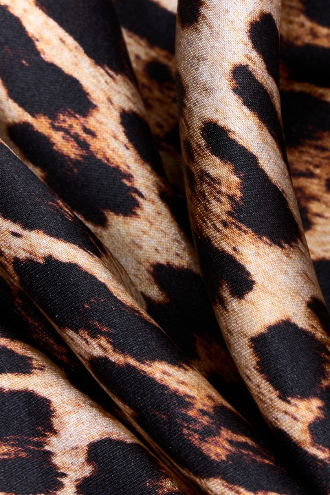 Leopard print silk satin