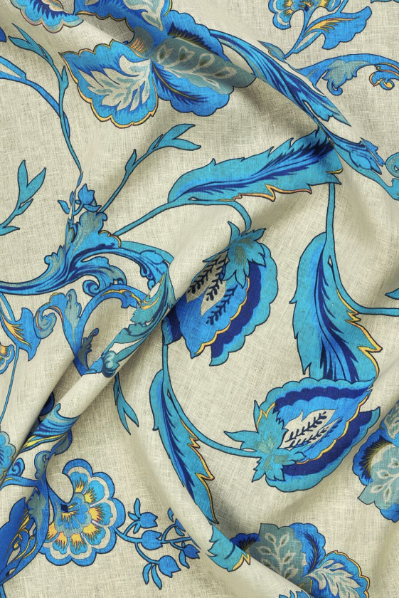 Floral écru linen