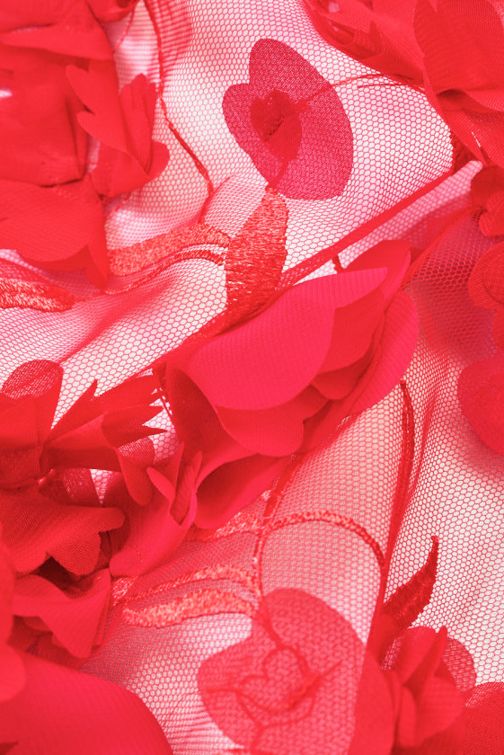 3D večerná látka červená