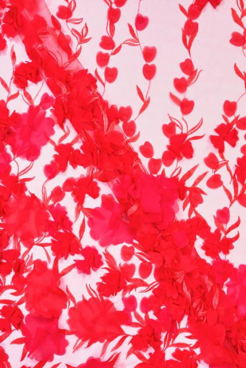 3D Evening Fabric Red