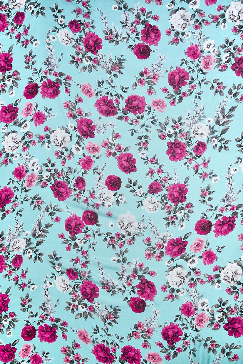 Silk muslin with fuchsia flowers