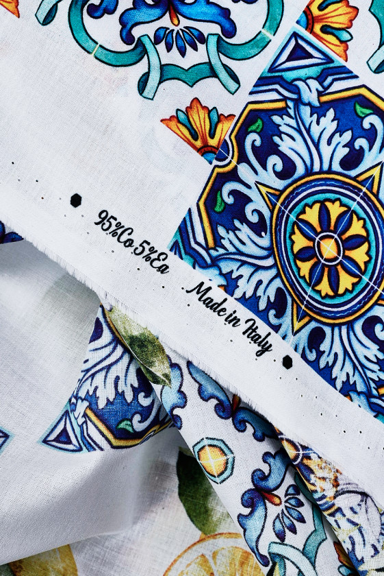 Shirt cotton, lemons and tiles