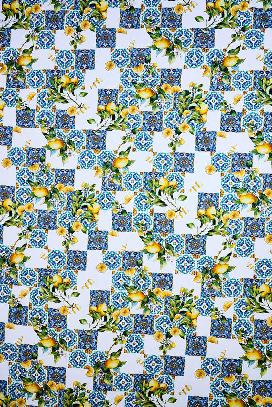 Shirt cotton, lemons and tiles