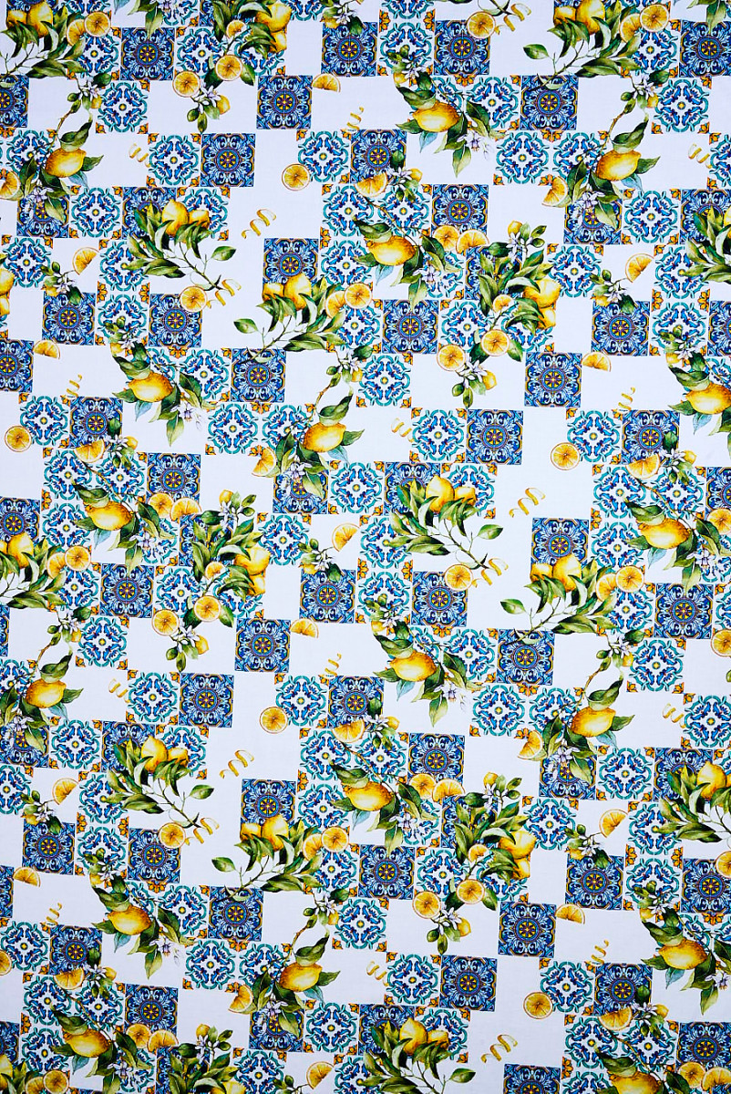 Shirt cotton, lemons and tiles