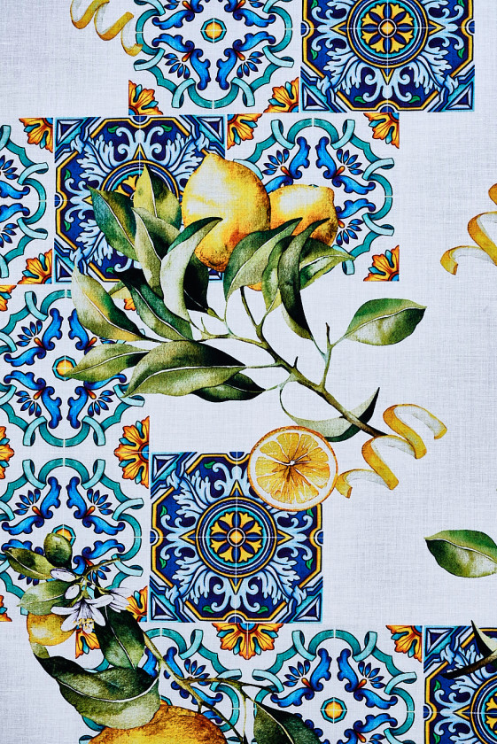 Shirt cotton, lemons and tiles