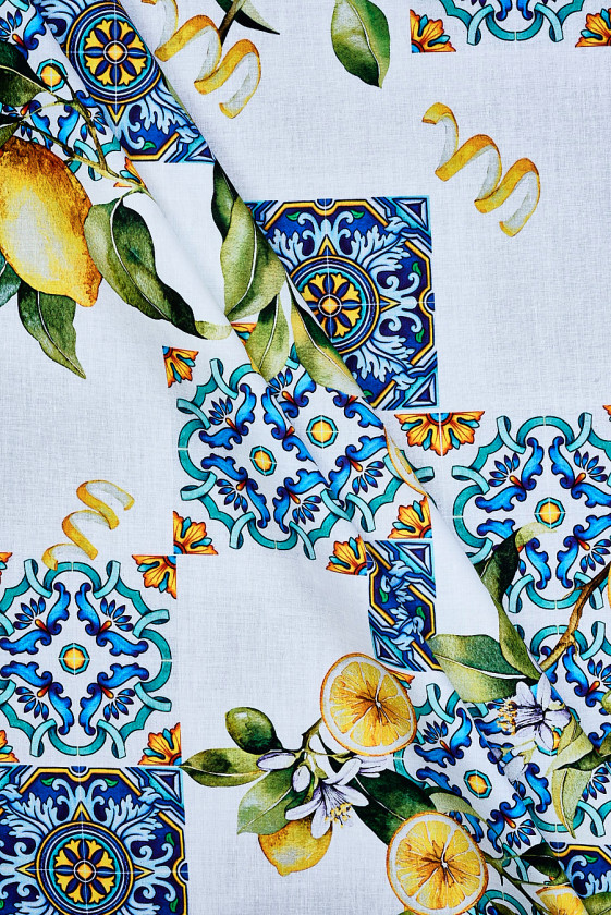 Shirt cotton, lemons and tiles