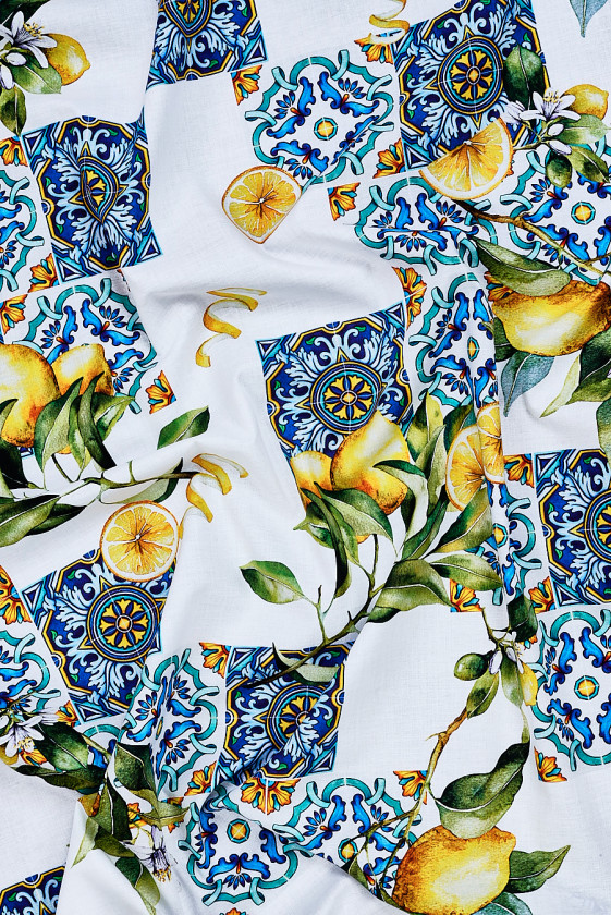 Shirt cotton, lemons and tiles