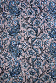 Crêpe di seta fiori blu e paisley