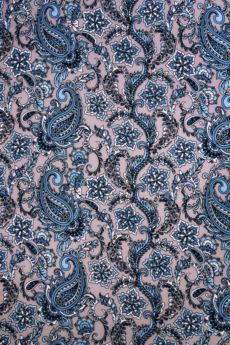 Crepe silk blue flowers and...