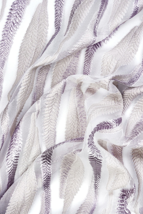 Organza jacquard fern leaves