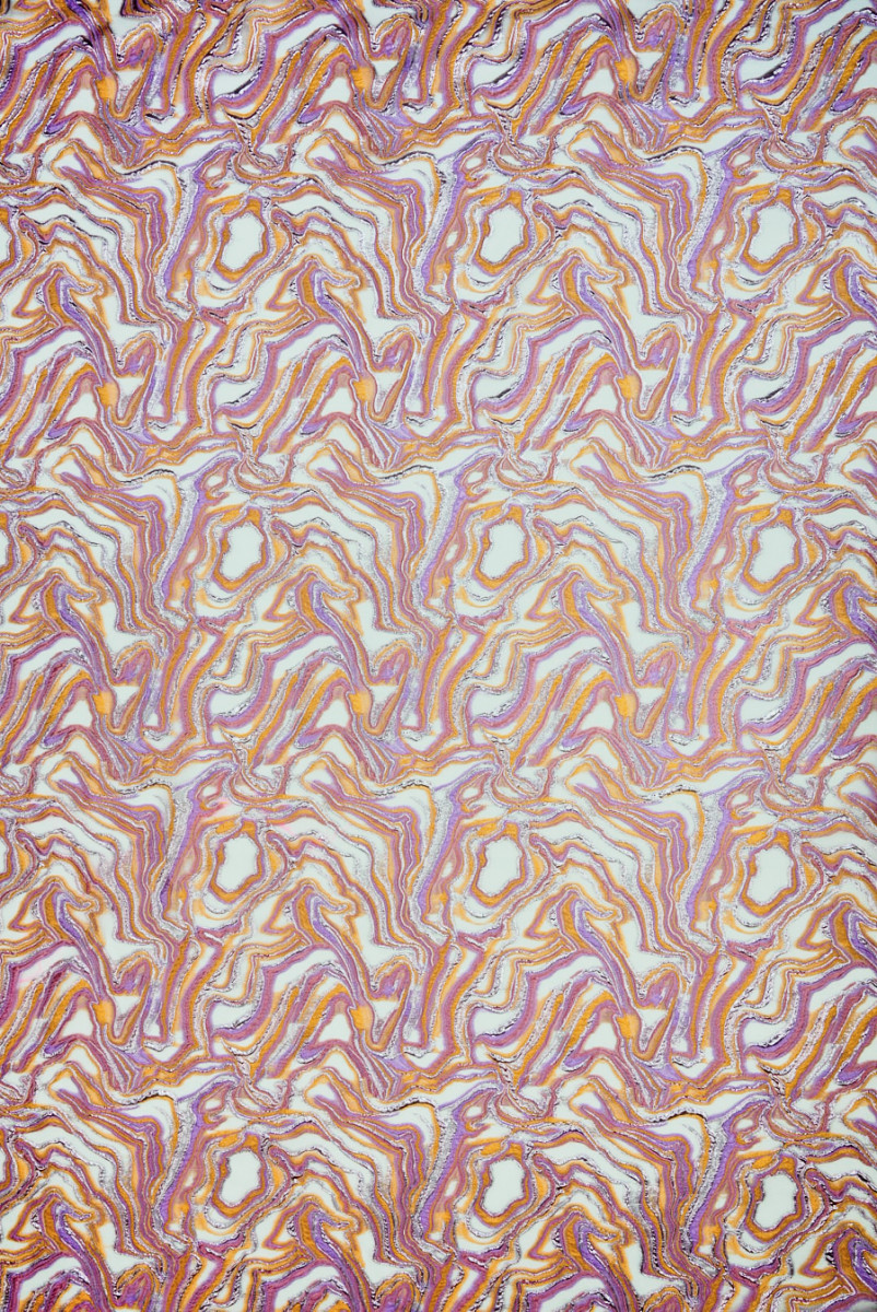 Jacquard organza narancssárga hullámok