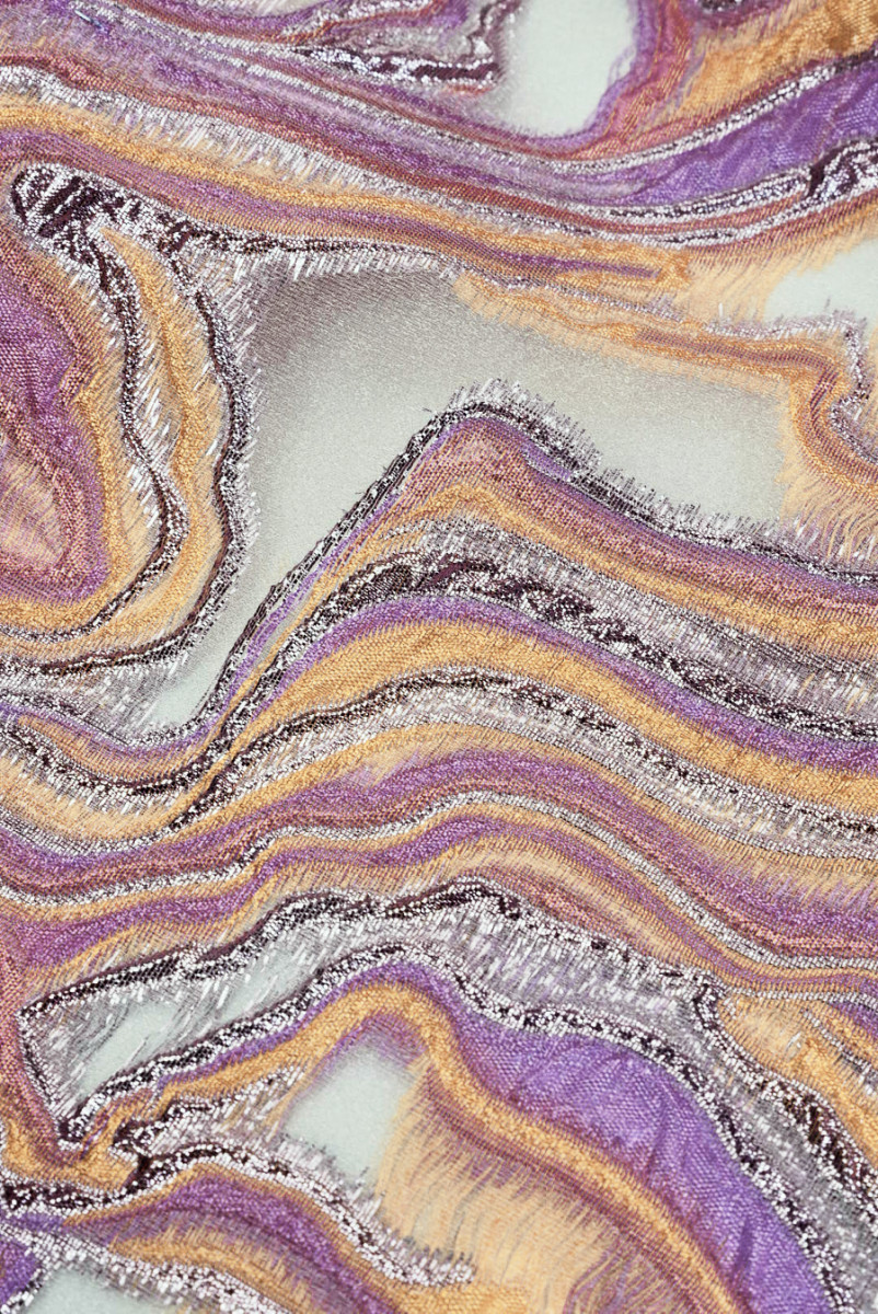 Jacquard-Organza orangefarbene Wellen