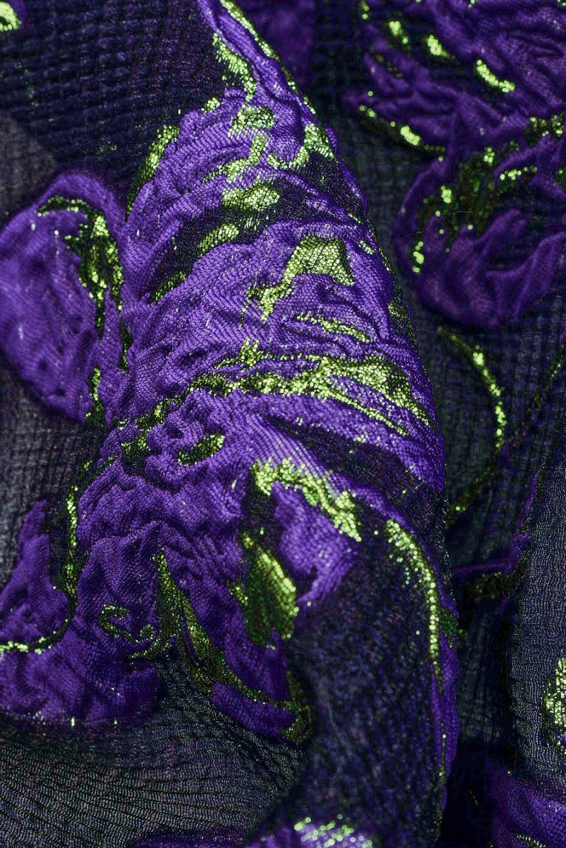 Jacquard organza purple flowers