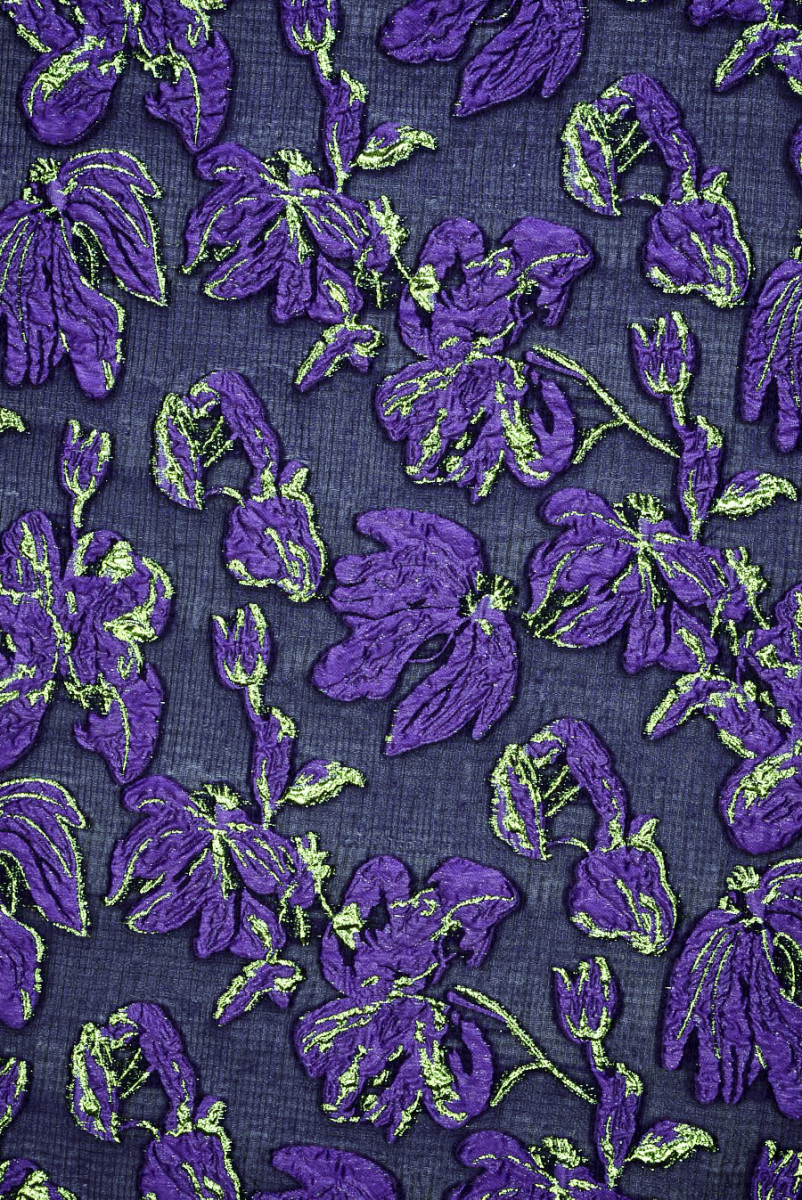 Jacquard organza purple flowers