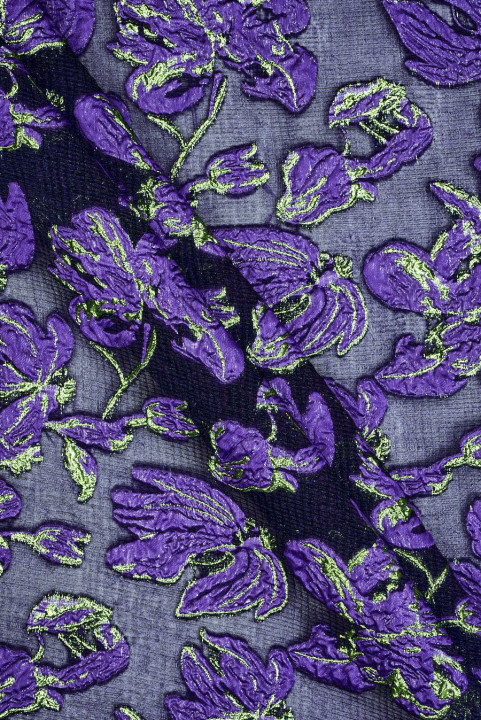 Organza żakardowa fioletowe kwiaty
