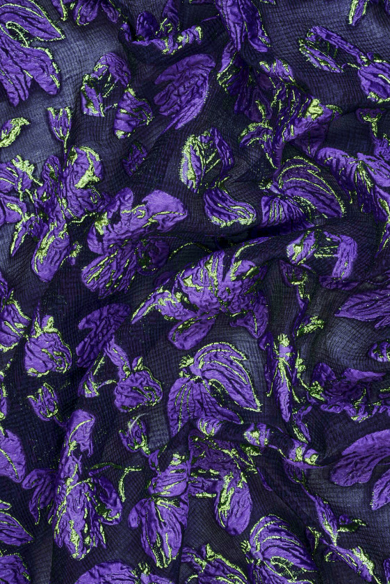 Žakárové organza fialové kvety