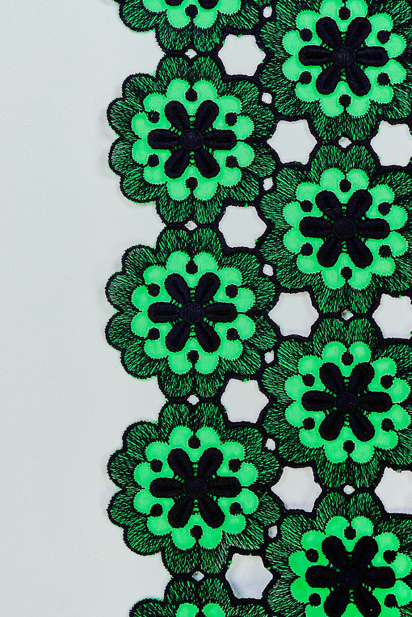 Guipure black flower on organ