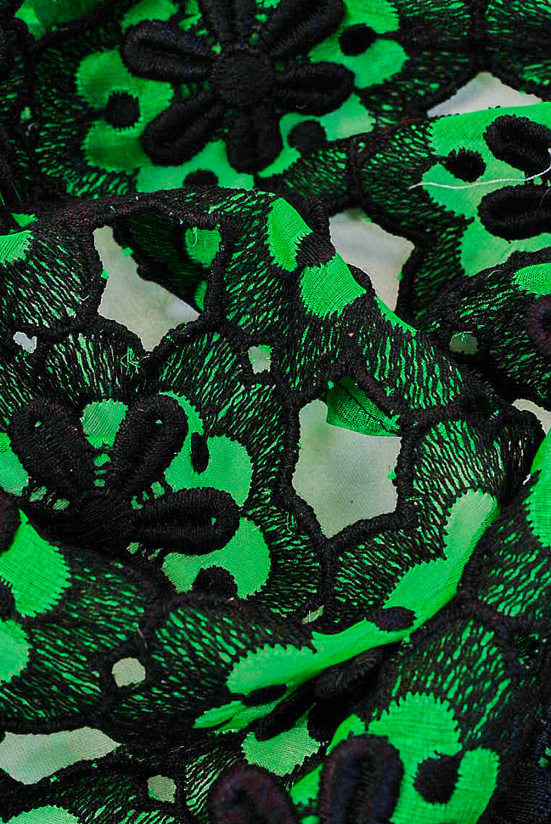 Guipure black flower on organ