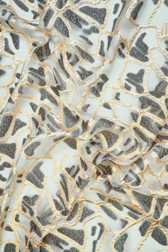 Jacquard organza arany emelt motívumok