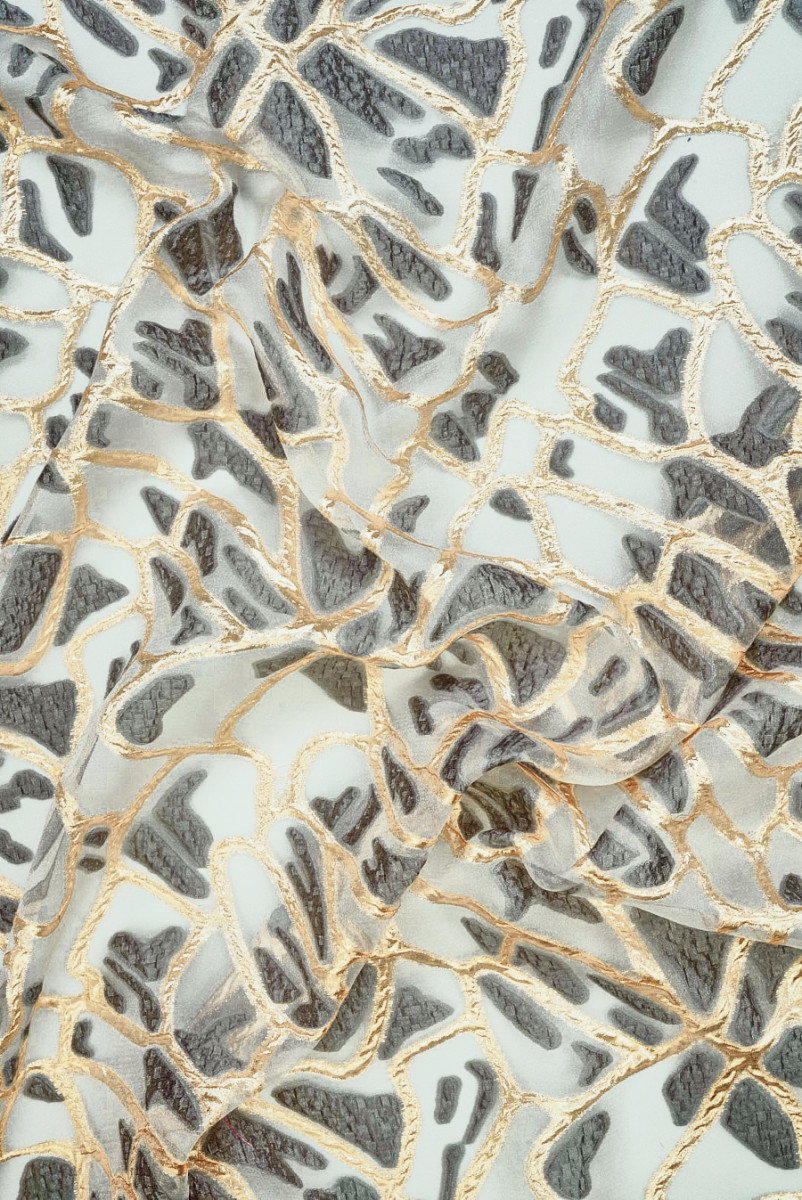 Jacquard organza arany emelt motívumok