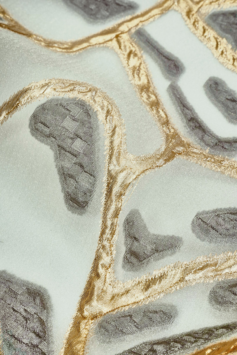 Jacquard organza gold raised motifs